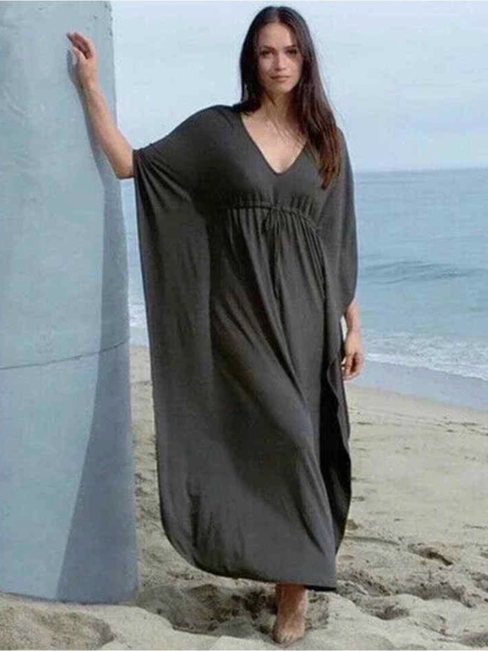 NEW Barefoot Dreams Milk Jersey Paradise Cove Caftan Dress S/M